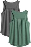 PINSPARK Sport Tank Tops Women 2 Pack Racerback Loose Fit Yoga Top Sleeveless Gym Shirt Running Sporty Tanks