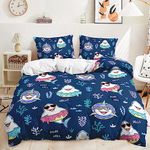 HAVOP Shark Duvet Cover Set Double Size Kids Boys Girls Bedding Sea Ocean Animal Quilt Cover Set Soft Comforter Cover Set Kids All Season Bedding Set