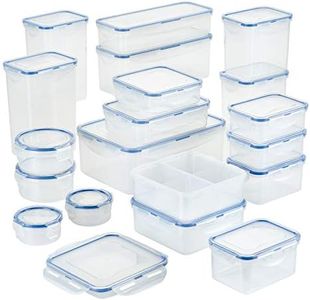 LOCK & LOCK Easy Essential Storage Set/Food Containers Airtight Bins/BPA-Free/Dishwasher Safe, 38 Piece, Clear