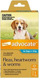 Advocate Dog, Monthly Spot-On Protection from Fleas, Heartworm & Worms, Single Pack Flea Treatment for Medium Dogs 4-10 kg, 1 Pack