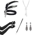 mefound 1920 Accessories Set - Roaring 20's Theme Flapper Costume Gatsby Accessories Set Fashion Vintage Headband Necklace Earrings Long Gloves bracelet Holder For Women