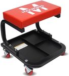 MaxWorks 50875 Mechanics Roller Seat, 250 LBS Capacity Padded Rolling Workshop Stool with Tool Tray Storage for Garage, Shop, Auto Repair