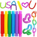 Adlon Pop Tube Fidget 12 Pcs Toy Fun Pull and Pop Tubes Sensory Tubes for Kids Adults Stretch and Bend ADHD Autism Anxiety Stress Relief Toys Great Gift Party Prizes 12 PCS,