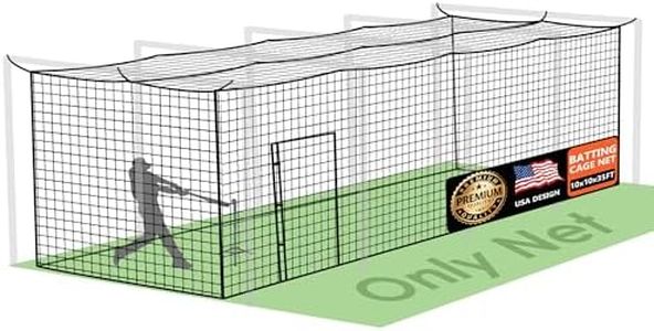 ORIENGEAR Baseball Batting Cage Nets, ONLY NET, 10'H x10'W x 35'L Baseball and Softball Cage Netting, 1.88" Mesh, Professional Fully Enclosed Heavy Duty PE Hitting Cage Net with Door, Without Poles