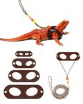 LIKZINWA Bearded Dragon Lizard Leash Harness,4 Size Pack Adjustable Small Animal Harness for Reptile and Small pet (Brown)