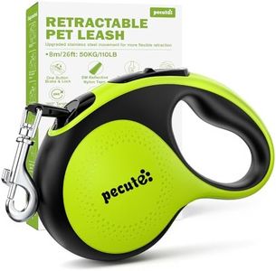 pecute Hundeleine 8m, Rollleine für Hunde, 360° Verhedderungsfreier Leinenverlängerung, Anti-Rutsch-Griff und Schnellbremsknopf, Geeignet für Hunde bis zu 30kg Gewicht