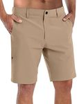 COOFANDY Mens Golf Shorts 9 Inch Lightweight Quick Dry Flat Front Hybrid Stretch Casual Hiking Shorts with Pockets Khaki