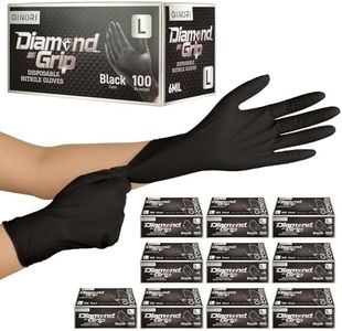 Qinori 6 Mil Nitrile Disposable Gloves Diamond Texture Non Latex Gloves for Cooking Food Prep/Superior Grip/Tattoo/Hair Dye/Barber/Auto/Cleaning Powder-Free & Heavy Duty (Black, L-1000PACK)