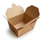 Sunrise Packaging 25 x Brown Kraft Takeaway Food Containers No.1 Boxes- 750ml/26oz (130 x 106 x 65mm) - Eco-Friendly Leak-Proof - Hot and Cold Take Out Microwavable Stackable To-Go Snacks Box