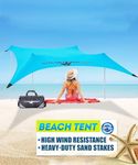 SandShark Premium High-Wind Stability Beach Tent, Heavy Duty Sand Stakes, 10x10-Reinforced Corners, Beach Shade, Beach Canopy, Pop Up Beach Tent Sun Shelter, Beach Sun Shade Tent, Portable Easy Set-up