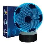 Football Gifts for Boy, Football Night Light, Football 3D Optical Illusion Lamp with 16 Colors Changing Remote Control, Room Decor, Xmas Gifts for Sport Fan Children Boys Girls