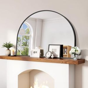 CIRCUMI Arched Wall Mirror, 40"x32" Black Arched Mirror with Tempered Glass, Metal Frame, Large Size for Entryway Table, Mantel,Living Room,Over Sink,Arch Mirror for Decor,Shatterproof&Crystal-Clear