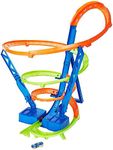 Hot Wheels Toy Car Track Set Spiral Speed Crash, Powered by Motorized Booster, 29-in Tall Track with 1:64 Scale Car, Connects to Other Tracks