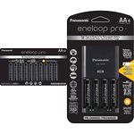 Panasonic eneloop Pro AA High Capacity Ni-MH Pre-Charged Rechargeable Batteries (12 Pack) + Advanced Battery Charger with USB Port (K-KJ75KHC4BA)