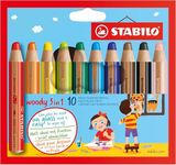 STABILO woody 3-in-1 - Multi-Talented Pencil - Pack of 10 - Assorted Colours