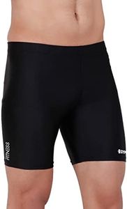 GYMIFIC Mens Compression Shorts Training Athletics Workout Tight Compression Half Pants Men Running Tights for Sports (Medium, Black)