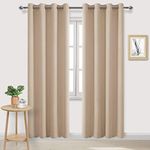 DWCN Blackout Curtains for Bedroom - Thermal Insulated Light Blocking Eyelet Window Curtains for Living Room 55 x 96 inch Length，Beige，2 Panels