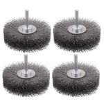 Rocaris 4 Pack Wire Wheel Brush Wire Wheel Brush for Drill Attachment, 3 Inch Heavy Duty Wire Brushes Removal Paint Rust & Corrosion, 0.0118" Carbon Steel Wire, 1/4in Shank, 20000RPM