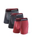 Separatec Men's Sport Boxers Dry Fastly Stretch Performance Underwear Trunks Dual Pouch Fly 3 Pack