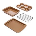 Ecolution Non-Stick Toaster Oven Bakeware Set 4-Piece, Carbon Steel, Easy to Clean and Perfect for Single Servings, Copper