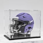 Acrylic Football Helmet Cases Features a PVC Base with Silver risers,Football Helmet Case Full Size Free Name Plate,Helmet case Display case Full Size UV Protection.