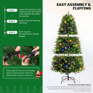 SHareconn 7ft Christmas Tree – RGB Pre-Lit Artificial Holiday Decor