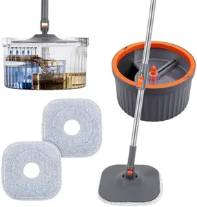 Chabatree Mop and Bucket Set，Spin Mop and Bucket Set with Separate Dirty and Clean Water，2 Replaceable Mop Pads，Deep-Cleaning Mops for Floors, Versatile Mops for Walls