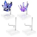 Domigard Adjustable Metal Arms Display Stand Easel with Acrylic Base Small Display Easel Holder for Fossil Coral Geodes Rock Mineral Agate Crystals Seashell and Small Collectibles, Set of 4