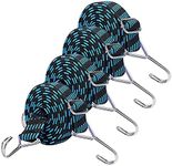 iCOMO 4 Pack Adjustable Flat Bungee Cord, 80 Inch Flat Bungee Strap with Length Adjustment Anti-Rust Metal Buckle & Hooks