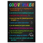 FaCraft Ten Commandments Poster for Kids Children 17.5"x12" God's Rules Posters Bible Religious Christian Scripture Chart Poster for Sunday School Church Homeschool Christian Classroom Decorations