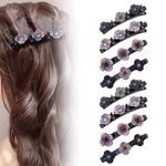 2024 New Sparkling Crystal Stone Braided Hair Clips,Rhinestone Hair Clips for Womens Girls, Elegant Hair Styling Clips, Shiny Rhinestone Hair Clip, Easily Braided Hair Clips (Mix*8 PCS)