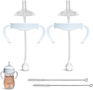 Straw Cup Conversion Kit for Philips Avent Natural Baby Bottle | 2-Count | with Soft Silicone Straw Top Nipples, Weighted Any Angle Straw Ball, Bottle Handles and Straw Cleaning Brush (Straw Top)