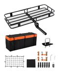 VEVOR 60" x 24" x 6", Hitch Cargo Carrier, 500 lbs Capacity Hitch Cargo Carrier with Cargo Net with Hook & Waterproof Cargo Bag, Folding Hitch Mount Cargo Carrier with Ratchet Straps, Fit for SUVs
