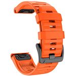 YOOSIDE Quick Easy Fit Watch Band for Garmin Fenix 6X Pro/Sapphire,26mm Soft Non-allergenic Silicone Sport Waterproof Wristband Strap for Garmin Fenix 5X/5X Plus,Fenix 3,Quatix 3,Tactix Bravo(Orange)