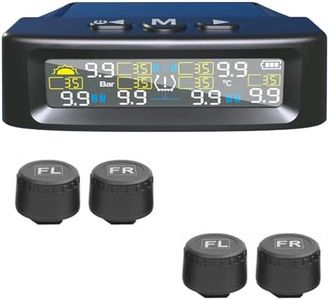 MAEZOE TPMS Tire Pressure Monitor with Solar & USB Charging, Digital Display & Waterproof Sensors – Wireless Tyre Pressure Monitoring for Cars, SUVs, 4WDs, Trailers