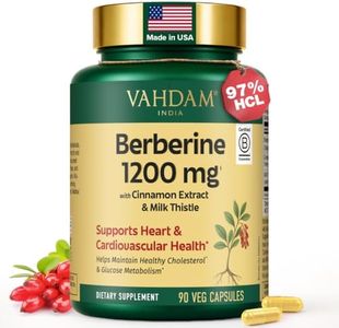 VAHDAM Berberine 97% HCL 1200mg Extract with Cinnamon and Milk Thistle | Supports Heart Health and Helps Maintain Healthy Cholesterol & Glucose Metabolism | 90 Veg Capsules