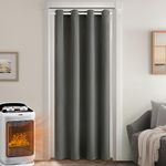 MIULEE Extra Thick Thermal Curtains Eyelet, Insulated Curtains with Quilted Lining for Winter, 1 Panel Heavy Curtains for Bedroom Living Room Doorways, Grey Draft Excluder Curtain for Doors 52"x 88"