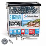 #10 x 3 Inch 316 Marine Grade Stainless Steel Wood Screws 350 Pack T25 Star Drive Type 17 Point for Docks, Decks, Jetties, Fences or Any Coastal Marine Construction by Eagle Claw Fasteners