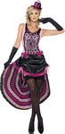 Smiffy's Burlesque Beauty Costume Dress with Drawstring Skirt Lace and Bow Detail - Medium