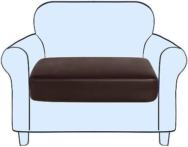 SUBRTEX Leather Waterproof Cushion Covers Breathable Sofa Seat Slipcpvers for 1-2-3-4 Seaters Stretch Replacement for Furniture Protector (Small, Chocolate)