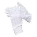 Beaded Parade Cotton Gloves, Women Men Gloves with Grip, Non-Slip Gloves,Costume Uniform Police Gloves with Snap Cuff, 1 Pair, White