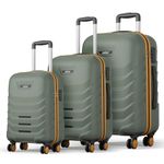 Safari Crescent 8 Wheels Set of 3 (Cabin + Medium + Large) Trolley Bags Hard Case Polycarbonate 360 Degree Wheeling Luggage, Travel Bags, Suitcase for Travel, Trolley Bags for Travel, Thyme Green