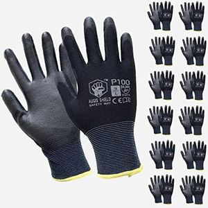 P-100 PU Coated Work Safety Gloves General Purpose Mechanic Hand Protection 12 PAIRS (XL)