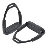 YNR ® Flexible Safety Stirrups Horse Riding Bendy Flexi Stirrups Irons S. Steel Black 4.75