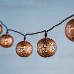 Lights4fun 16 Metal Bronze Moroccan Balls Solar Powered Outdoor IP44 Waterproof Garden Fairy String Lights 2.25m