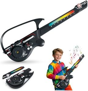 CL FUN Kids Electric Stringless Guitar, Multi-Functional Guitars with DJ Turntable and Lights, Music Toys for Kids Ages 3 4 5 6 7 8 9 10 11 12