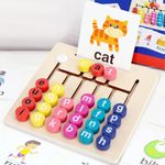 SHINETOY Wooden Vowel Letters Spelling Game | Montessori Alphabet Learning Toy with Flash Cards | Educational Sight Word Puzzle for Kids | Fine Motor Skill & Reading Development Toy