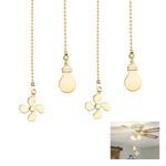 4PCS Ceiling Fan Pull Chain,14" Ceiling Fan Chain with Decorative 4 Leaf Light Bulb,Pull Chain Extension with Ball Chain Connector,Premium Extra Long Lighting Beaded Ball Chain Pendant (Gold)