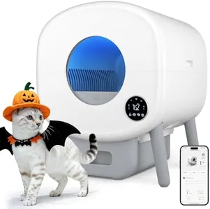 Cumrige Self Cleaning Litter Box, 95 L Automatic Cat Litter Box Self Cleaning for Multiple Cats, with Safety Protection, App Control,2 Roll Garbage Bags,White