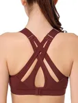 Yvette Sports Bra High Impact Adjustable Criss Cross Back, Full Support for Large Bust No Bounce, Burgundy,3XL Plus